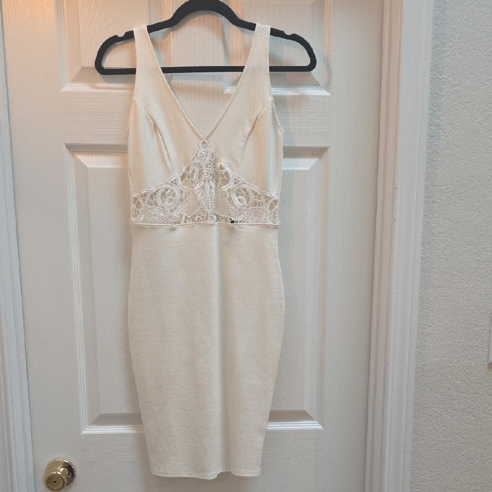 Lulu's Cream Lace Mini Dress